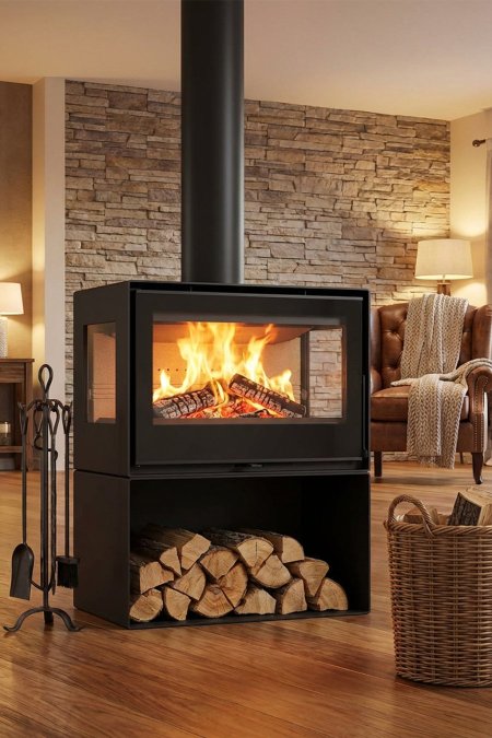 صوبة حطب اسباني مودرن – 3 أوجه زجاج مع تيربو